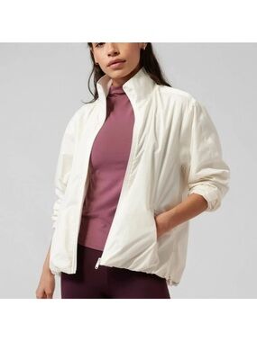 Athleta Off-White Lightweight Zip Sightseer Lace Jacket